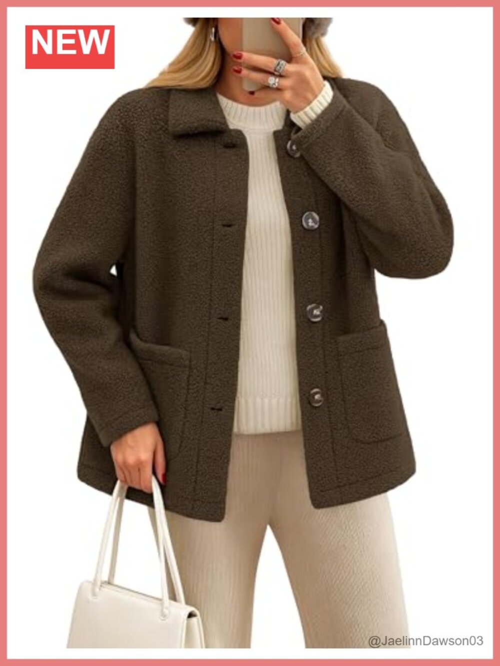 Women's Fleece Button Down Sherpa Teddy Coat Fuzzy Outerwear